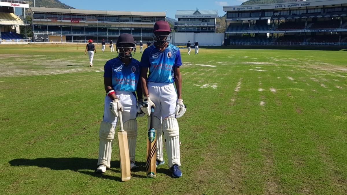 Openers Kyle Ramdoo (right) and Sachin Emrit in opening game vs North East at the QPO.