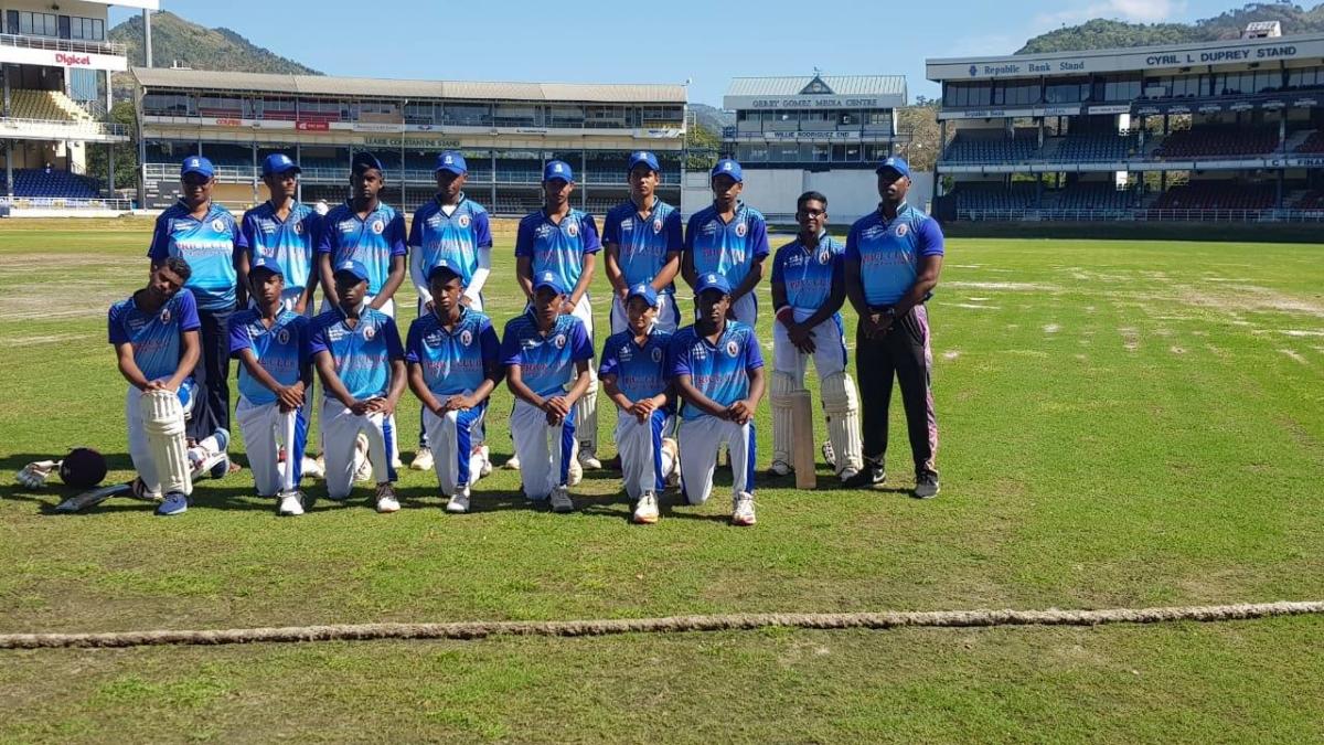 North U17 team at the Queen's Park Oval. Manager Ingrid Maxwell (extreme left back row) and Coach Earnil Ryan (extreme right back row)
